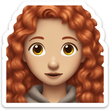 cottagecore cocooning girl red ginger hair wavy brown eyes sticker