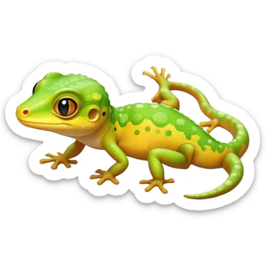 cinematic-cute-realistic gecko-portrait-emoji,-head-tilted-playfully-and-inquisitively,-featuring-a-small,-charming-body-with-smooth,-vividly-patterned-scales,-bright,-sparkling-eyes-and-delicate,-sticky-toe-pads,-simplified-yet-irresistibly-adorable sticker