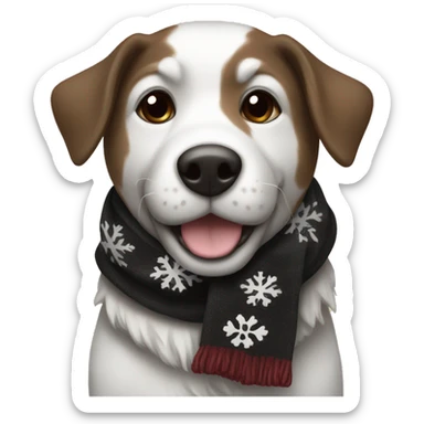 Dog black and brown and white with a christmas scarf sticker