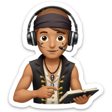 pirate with headphones and music notes sticker
