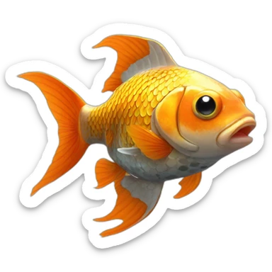 Goldfish in spotted koi mech armor sticker