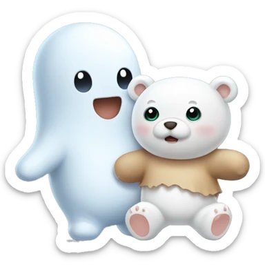 A baby , a cute ghost and a baby bear sticker