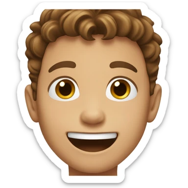 Happy excited boy brown hair sticker