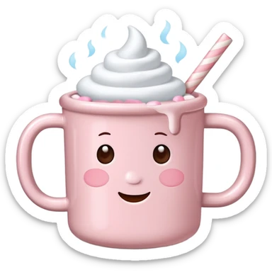 Light Pink mug of hot chocolate with marshmallows sticker