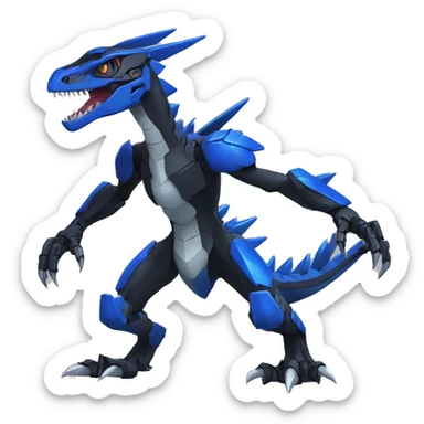  Cool Edgy Black Blue Digimon-Fakemon-Guilmon-Velociraptor-Dragon-Mecha full body sticker