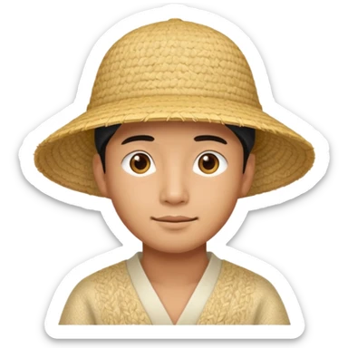 Asian guy with a rice hat sticker