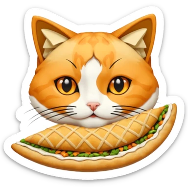 calico cat eating samosa sticker