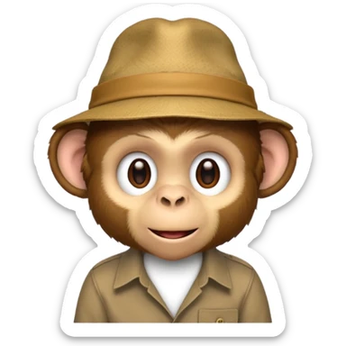 monkey with hat and shirt sticker