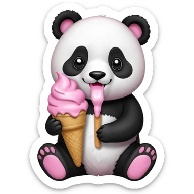 Panda eating ice cream sticker