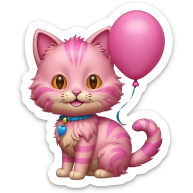 Pink cat WITH a balloon head sticker
