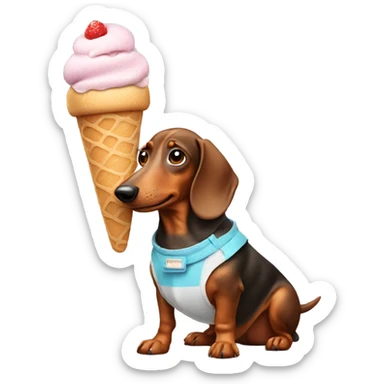 Sausage dog holding an ice cream  sticker