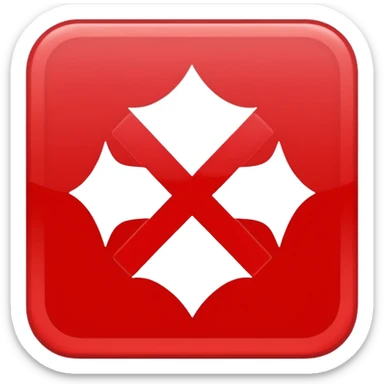 Red square with crossed symbol which is white sticker