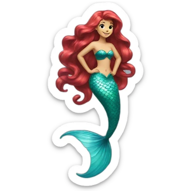 Ariel Disney with her mermaid tail and beautiful hair sticker