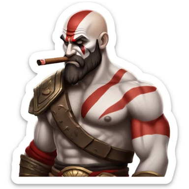 Kratos smoking a cigar  sticker