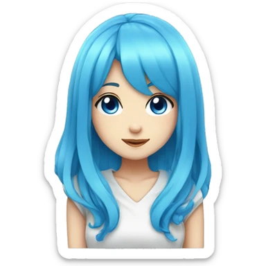 blue haired kawaii anime girl with blue eyes sticker