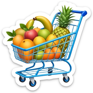 tropic fruits in a blue Shopping cart  sticker