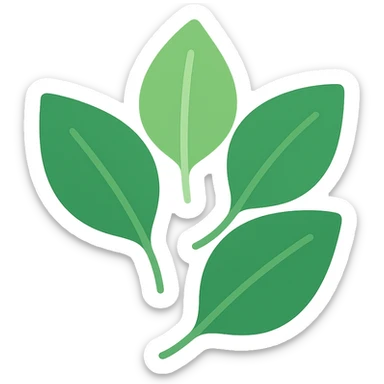 a bunch of green leaves, flat color icon style sticker
