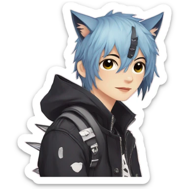 Cute Edgy Attractive Anime Punk Catboy sticker