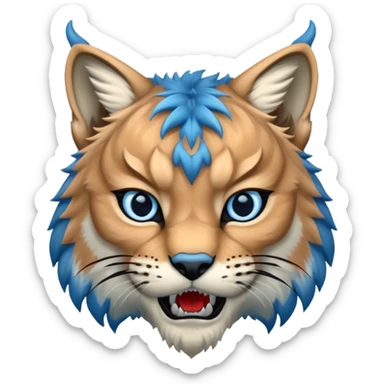 Tête de lynx : très très très féroce et bleu  sticker