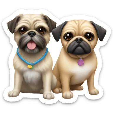 A Shih Tzu and a tan pug at the beach sticker