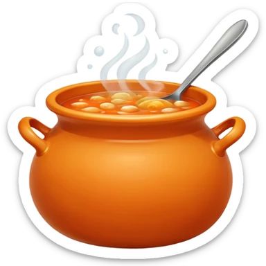 orange pot with soup sticker