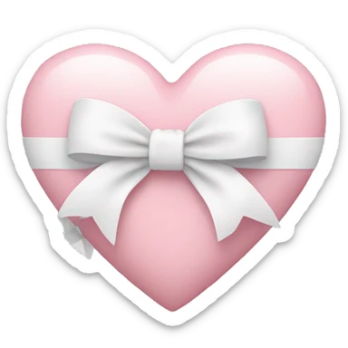 Pastel pink heart with white bow sticker