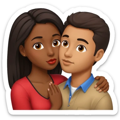black girl giving hispanic guy a kiss on cheek sticker