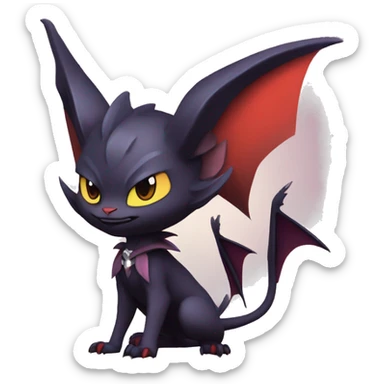  Kawaii Edgy Cool Vampiric Beautiful Noivern-Nargacuga-Litten with big Bat Ears full body sticker