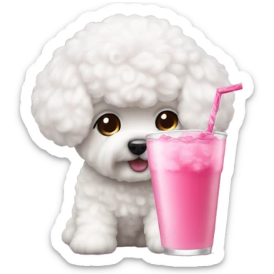 bobba pink drink with bichon frise sticker