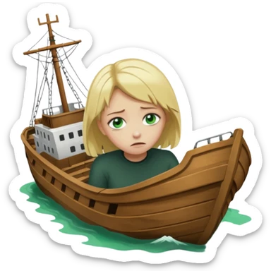 sad depressed weak cs major who is a pretty girl with blond hair and green eyes drowning on ship, very pretty very sad and weak. Near death almost dead drowning. sticker