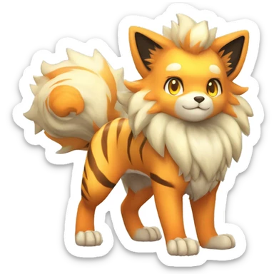 Colorful Shiny Kawaii Cute Tiger-Arcanine—Vulpix-Fakémon-Pokémon full body sticker