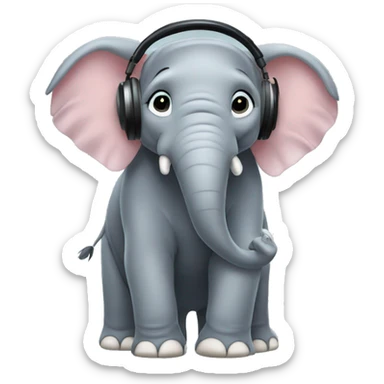 Elefant with headphones  sticker