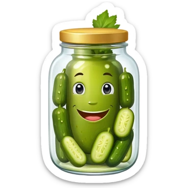 Pickle jar with pickles smiling sticker