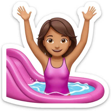 girl on a pink waterslide with arms raised sticker