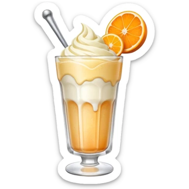 Japanese cream soda on a glass with ice ice cream vanilla 1 scoop on top sticker
