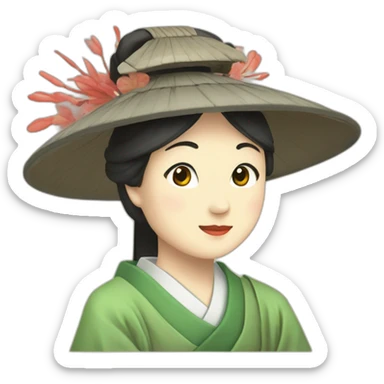 female-in-the-heian-era-with-a-hat sticker