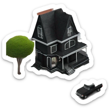 Reality morticia Addams haunted Queen Anne dream house on food truck  sticker