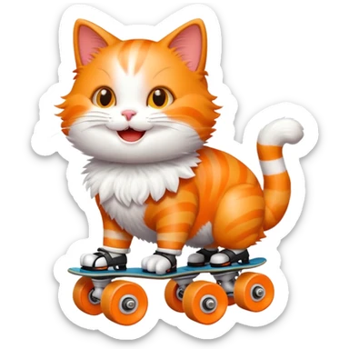 cat on rollerskates sticker