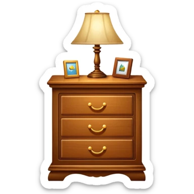 A Cupboard-commode-drawer-night-bed-stand furniture with a night lamp sticker