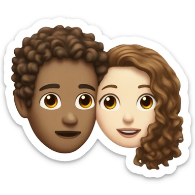 WHITE skin Man with brown curly hair kissing white skin woman with long dark hair sticker
