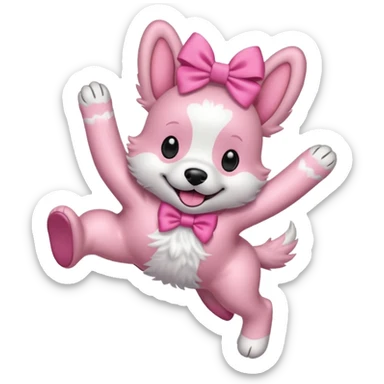 pink girly dog jumping in the air sticker
