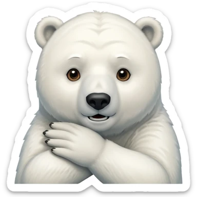 polar bear hald body, hand on chin, wow suprise, half body sticker
