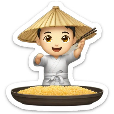 Chinois qui mange du riz sticker