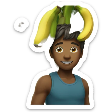  boy with bananas, hanging in a banana tree sticker