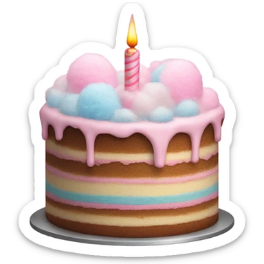birthday cake with cotton candy on top  sticker