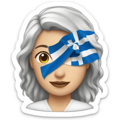 Woman physicist wearing a Greek flag sticker
