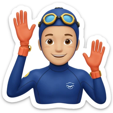 Diver + blue wetsuit,Coral Diver. sticker