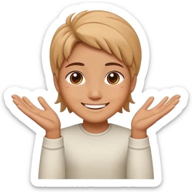 a smiling face with open hands in a calming gesture, expressing peace and understanding sticker