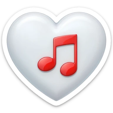 white heart with a music note sticker