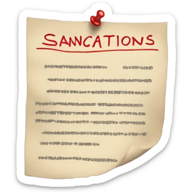 a piece of paper with a red inscription sanctions sticker